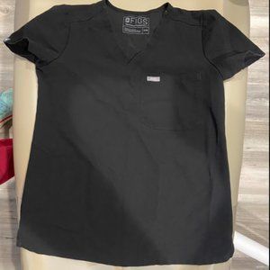 Figs Catarina One Pocket Scrub Top Black